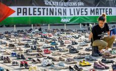 أحذية في بروكسل تضامنا مع فلسطين