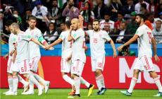 فرحة لاعبي إسبانيا بالفوز