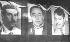 صورة متداولة من تأبين الشهداء؛ من اليمين: كمال عدوان، كمال ناصر، ومحمد النجار