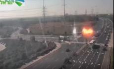 بالفيديو: لحظة سقوط صاروخ فلسطيني وسط الطريق السريع في أسدود