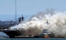 حريق هائل في سفينة تابعة للبحرية الأمريكية في سان دييغو