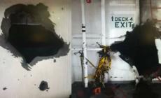 صورة الأضرار التي لحقيت في السفينة