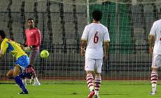 فرحة إبراهيم حسن بإحرازه هدف الفوز في الزمالك