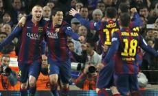 فرحة لاعبي برشلونة بالفوز
