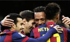 فرحة لاعبي برشلونة بالفوز