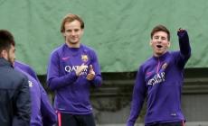 ميسي خلال تدريبات برشلونة