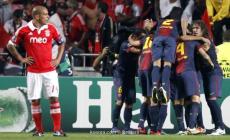 فرحة لاعبي برشلونة