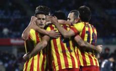 فرحة لاعبي برشلونة بالفوز