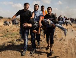 صورة لمصاب خلال مسيرات العودة الكبرى