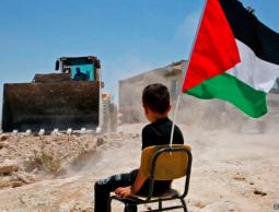 طفل يتحدى جرافات الاحتلال في الخان الأحمر