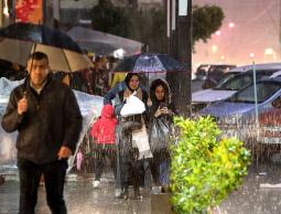 صورة من المنخفض الأخير على غزة (تصوير عطية درويش)