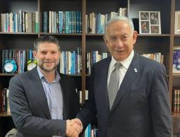 نتنياهو ووزير المالية، بتسلئيل سموتريتش، يوم الخميس الماضي (أ.ب.)