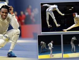 لحظة سقوط الهاتف من المبارز الفرنسي