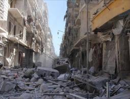 حي بستان القصر بمدينة حلب بعد تعرضه لغارة جوية