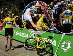 لحظة تحطم دراجة المتسابق