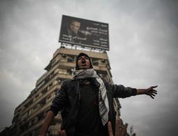 خلال مظاهرة رافضة للانقلاب في مصر