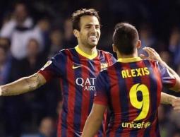 فرحة لاعبي برشلونة بالفوز