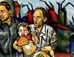 أحد الاعمال الفنية خلال الحرب على غزة