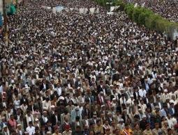 جانب من مظاهرة الحوثيين في العاصمة اليمنية صنعاء - 29 أغسطس 2014.