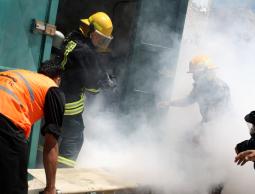 الدفاع المدني خلال عملية تدريب (الأرشيف)