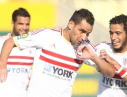 فرحة لاعبي الزمالك بهدف أحمد عيد عبد الملك