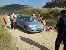 سيارة المستوطنين التي أُطلقت النيران صوبها