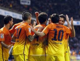 فرحة لاعبي البرشا بالفوز