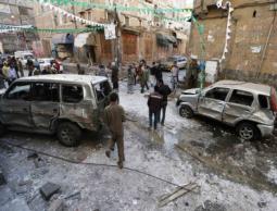 موقع أحد الانفجارات في صنعاء 