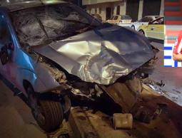 سيارة صيام المحطمة بعد الحادث