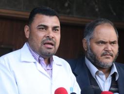 أشرف القدرة، المتحدث باسم الوزارة خلال مؤتمر صحافي بمجمع الشفاء الطبي