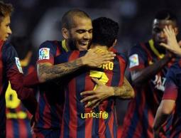 فرحة لاعبي برشلونة بالفوز