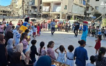 فعالية ترفيهية للأطفال على أرض ساحة أبراج الكرامة شمال غرب غزة