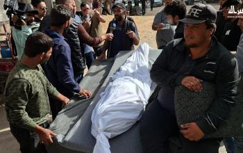 وداع شهداء ارتقوا الليلة الماضية باستهداف مركبة عند مفترق حميد بحي النصر في غزة