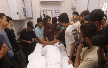 تشييع شهيدين من مجمع الشفاء بغزة