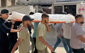 تشييع الشهيد بلال الركيعي في غزة بعد استهداف منزله بمخيم الشاطئ