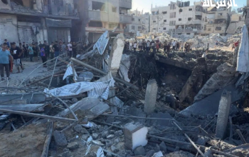 قصف محطة تحلية للمياه بجوار سوق الشيخ رضوان