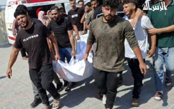 وداع شهداء استهداف المواطنين قرب مفترق حيدر بحي الرمال غربي غزة