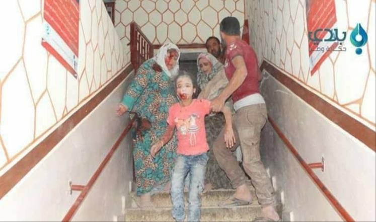 ورة بثها ناشطون لبعض ما خلفه القصف على أرمناز بريف إدلب من ضحايا