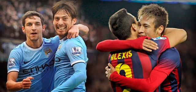 برشلونة يواجه مانشستر سيتي في لقاء ناري