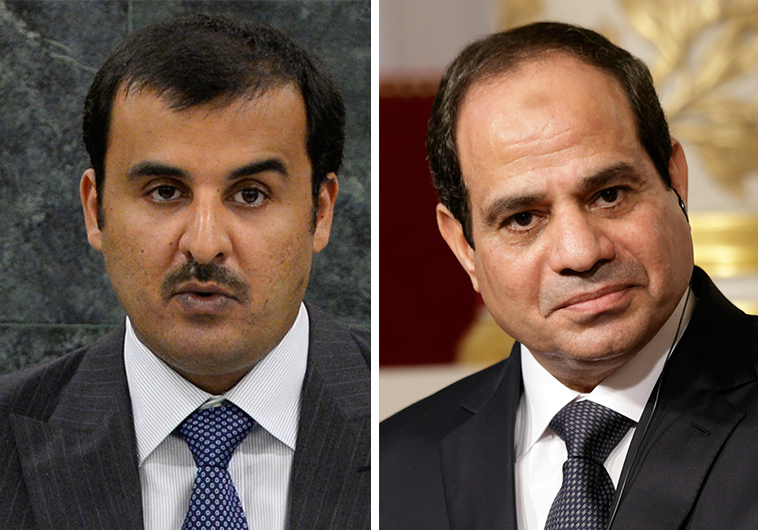 الرئيس المصري عبد الفتاح السيسي و أمير دولة قطر تميم بن حمد آل ثاني