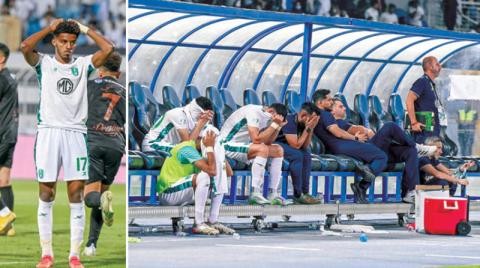 لحظة هبوط الأهلي السعودي