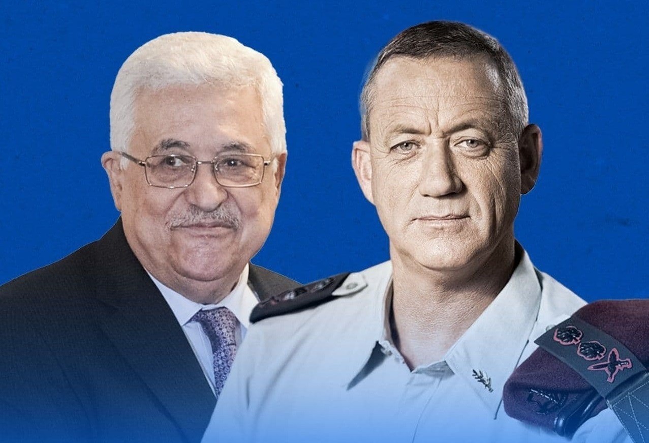 وزير جيش الاحتلال (الإسرائيلي) " المجرم بيني غانتس" ورئيس السلطة محمود عباس