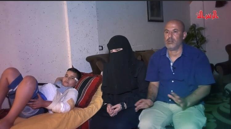 وحيد أهله" ينجو من الموت بشظايا (إسرائيلية)