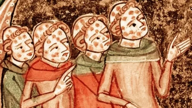 لوحة تجسد عدداً من المصابين بالجذام