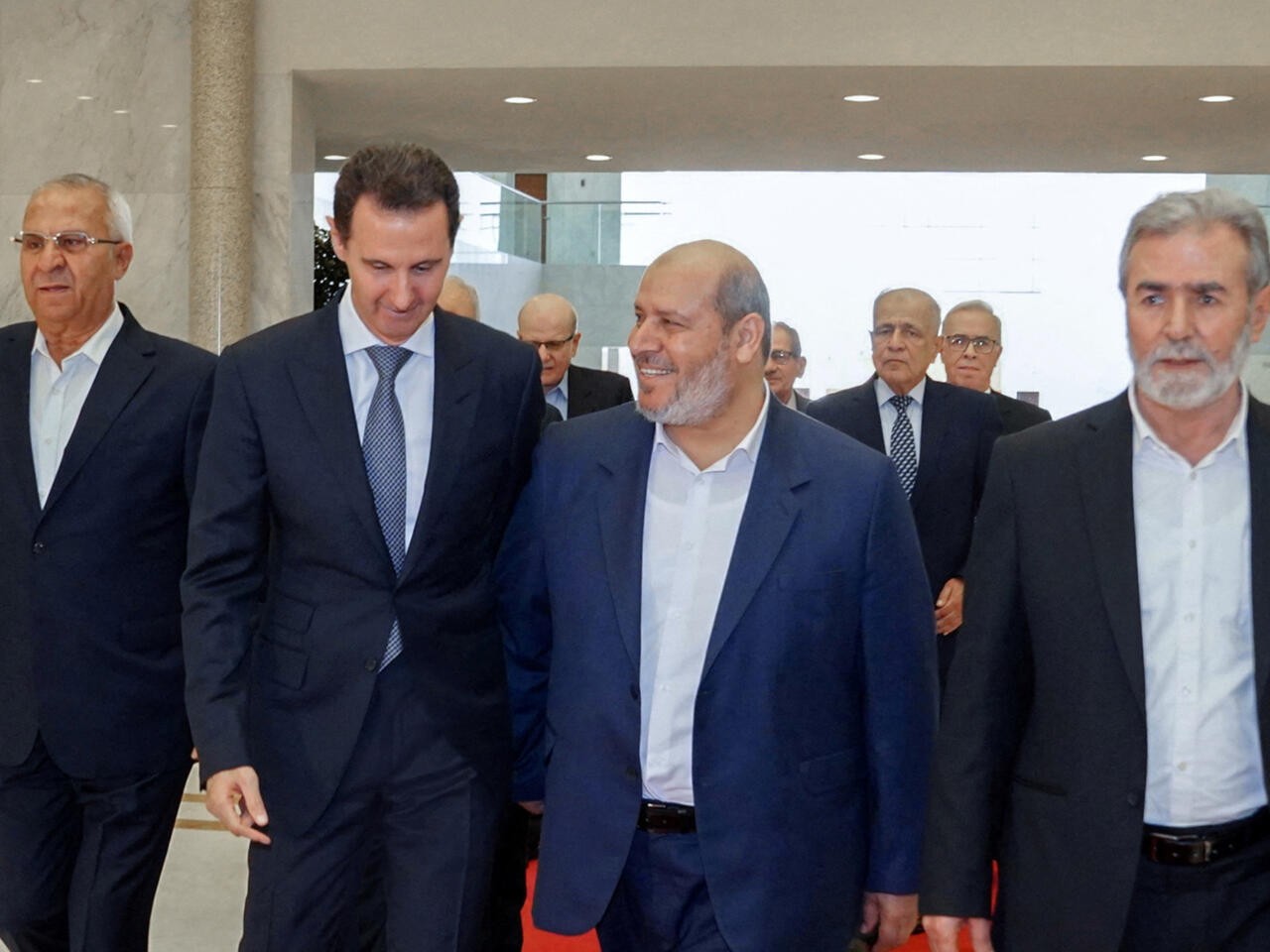 خليل الحية والرئيس السوري وزياد النخالة