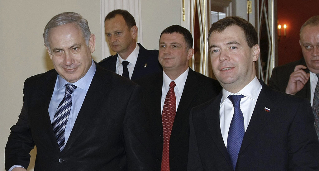 خلال زيارة سابقة لرئيس الوزراء الروسي ديمتري ميدفيدف إلى إسرائيل