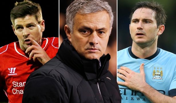 من اليمين، لامبارد، ومورينيو، وجيرارد