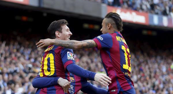 فرحة لاعبي برشلونة بالفوز