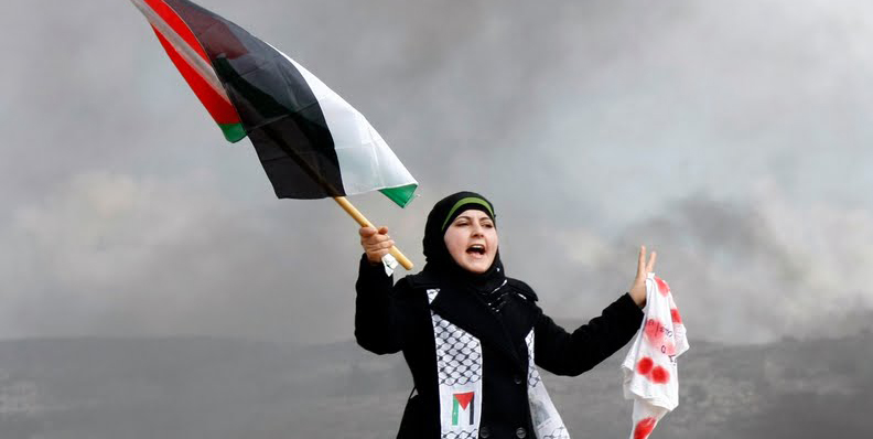 شابة تحمل علم فلسطين (الأرشيف)