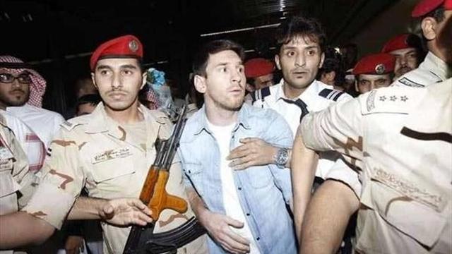 السعودية تستقبل ميسي بـ "فوهة البندقية" !